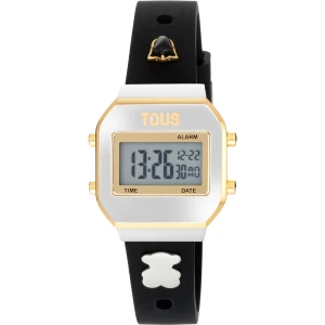 Zegarek Cyfrowy Z Czarnym Paskiem, Stalą I Kamieniami Szlachetnymi Tous Xpresurslf - Tous