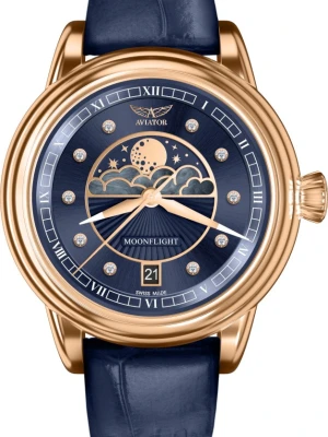 Zegarek Damski AVIATOR Moonflight Diamond Edition Douglas V.1.33.2.380.4