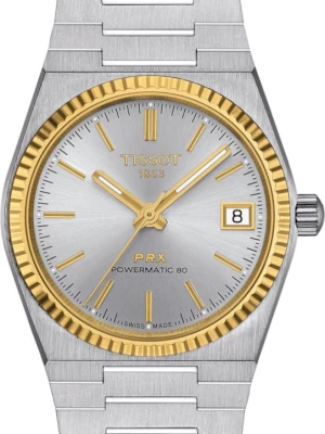 Zegarek Damski TISSOT Prx Powermatic 80 35Mm Steel And 18K Gold Bezel T-Gold T931.207.41.031.01