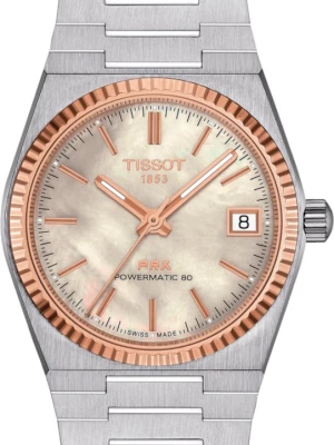 Zegarek Damski TISSOT Prx Powermatic 80 35Mm Steel And 18K Gold Bezel T-Gold T931.207.41.111.00