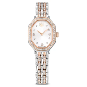 Zegarek Dextera Octagon, Swiss Made, Metalowa bransoleta, W odcieniu srebra, Powłoka w odcieniu różowego złota Swarovski