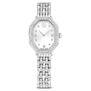 Zegarek Dextera octagon, Swiss Made, Metalowa bransoleta, W odcieniu srebra, Stal szlachetna Swarovski
