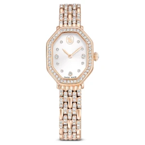 Zegarek Dextera octagon, Swiss Made, Metalowa bransoleta, W odcieniu złota, Powłoka w odcieniu różowego złota Swarovski