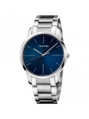 Zegarek kwarcowy City z niebieską tarczą i stalowym paskiem Calvin Klein