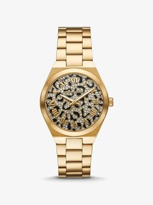 Zegarek Lennox w stylu pavé w złotym kolorze ze zwierzęcym nadrukiem Michael Kors