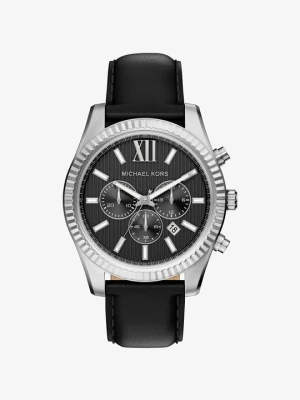 Zegarek Lexington z dużą kopertą w srebrnym kolorze ze skórzanym paskiem Michael Kors