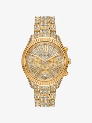 Zegarek Lexington z dużą kopertą w złotym kolorze z kryształkami pavé Michael Kors