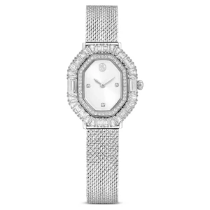 Zegarek Matrix Octagon, Metalowa bransoleta, W odcieniu srebra, Stal szlachetna Swarovski