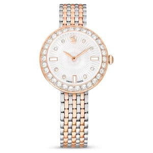 Zegarek Matrix tennis 7-link, Swiss Made, Metalowa bransoleta, W odcieniu różowego złota, Wykończenie z różnobarwnych metali Swarovski