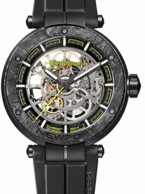 Zegarek Męski HERBELIN Carbon Titanium Automatic Skeleton Newport 1888SQCTN14CA