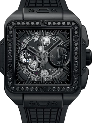 Zegarek Męski HUBLOT Unico All Black Diamonds Square Bang 821.CX.0140.RX.1200