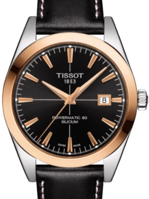 Zegarek Męski TISSOT Gentleman Powermatic 80 Silicium Solid 18k Gold Bezel T-Gold T927.407.46.051.00