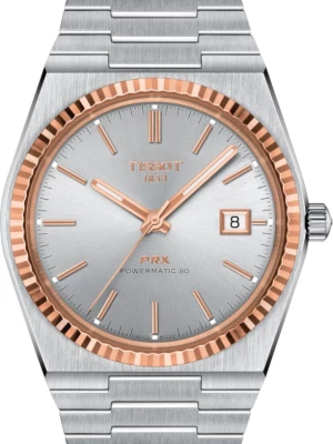 Zegarek Męski TISSOT Prx Powermatic 80 Steel And 18K Gold Bezel T-Gold T931.407.41.031.00