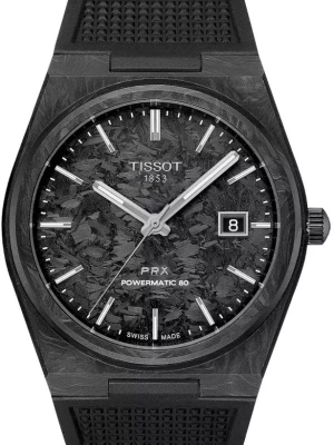 Zegarek Męski TISSOT PRX Powermatic 80 40mm Carbon T-Classic T137.907.97.201.00