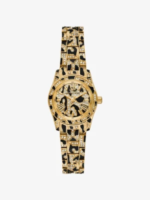 Zegarek miniaturowy Lexington w złotym kolorze z nadrukiem zwierzęcym z kryształkami pavé Michael Kors
