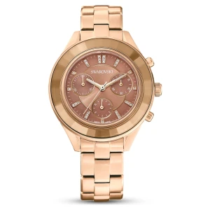Zegarek Octea lux sport, Swiss Made, Metalowa bransoleta, Brązowy, Powłoka w odcieniu złota Swarovski