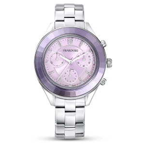 Zegarek Octea Lux Sport, Swiss Made, Metalowa bransoleta, Fioletowy, Stal szlachetna Swarovski