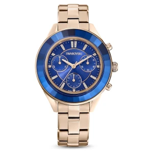Zegarek Octea Lux Sport, Swiss Made, Metalowa bransoleta, Niebieski, Powłoka w odcieniu szampańskiego złota Swarovski