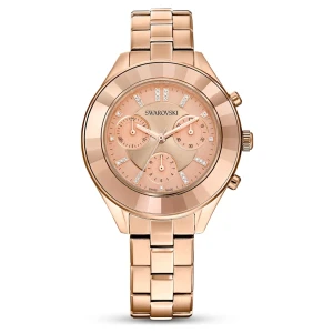 Zegarek Octea lux sport, Swiss Made, Metalowa bransoleta, W odcieniu różowego złota, Powłoka w odcieniu różowego złota Swarovski