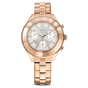 Zegarek Octea lux sport, Swiss Made, Metalowa bransoleta, W odcieniu różowego złota, Powłoka w odcieniu różowego złota Swarovski