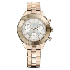 Zegarek Octea lux sport, Swiss Made, Metalowa bransoleta, W odcieniu złota, Powłoka w odcieniu szampańskiego złota Swarovski