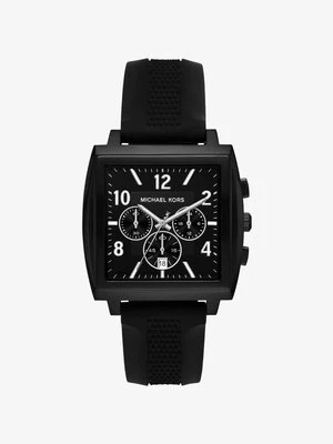 Zegarek Rhys z dużą czarną kopertą i silikonowym paskiem Michael Kors