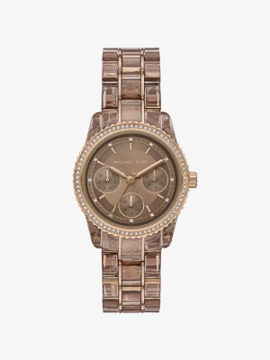 Zegarek Ritz z kryształkami pavé w kolorze beżowego złota i octanu Michael Kors