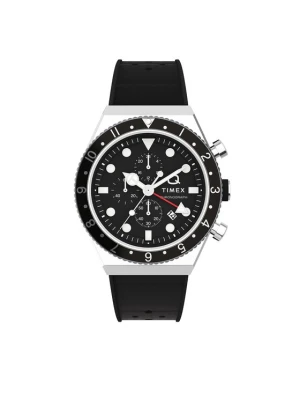 Zegarek Timex Q Timex Three Time Zone Chronograph TW2V70000 Czarny