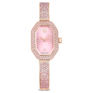 Zegarek z bransoletą typu bangle Dextera, Swiss Made, Różowy, Powłoka w odcieniu różowego złota Swarovski