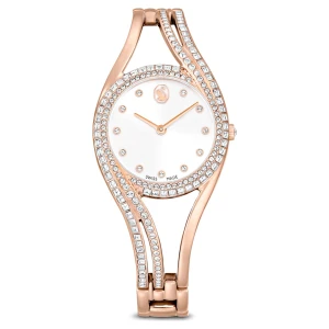Zegarek z bransoletą typu bangle Hyperbola, Swiss Made, W odcieniu różowego złota, Powłoka w odcieniu różowego złota Swarovski