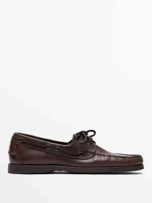 Żeglarskie Buty Ze Skóry Olejowanej - Brązowy - Massimo Dutti - Male