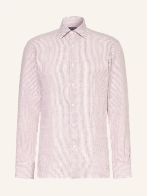 Zegna Koszula Lniana O Kroju Regular Fit rosa różowy