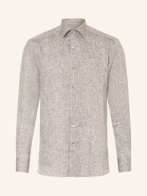 Zegna Koszula Z Lnu Oasi Comfort Fit grau