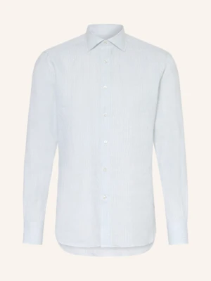Zegna Koszula Z Lnu Regular Fit blau