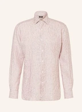 Zegna Koszula Z Lnu Regular Fit rot