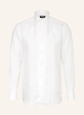 Zegna Koszula Z Lnu Regular Fit weiss