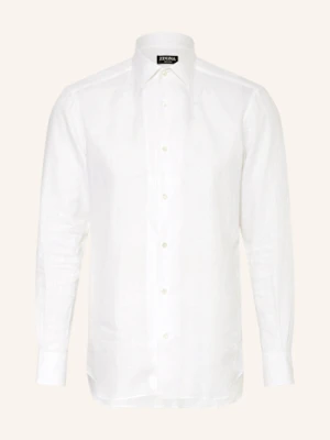 Zegna Koszula Z Lnu Regular Fit weiss