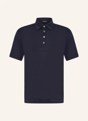 Zegna Koszulka Polo Z Lnu blau