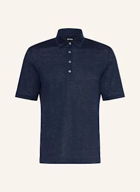 Zegna Koszulka Polo Z Lnu blau