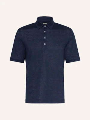 Zegna Koszulka Polo Z Lnu blau