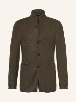 Zegna Kurtka Conte Z Kaszmirem gruen KHAKI