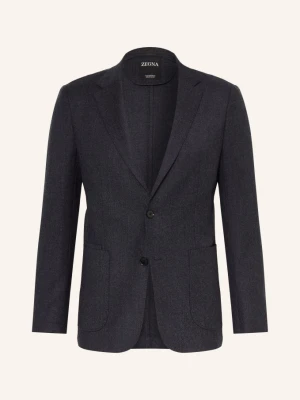 Zegna Marynarka Flanelowa O Kroju Extra Slim Fit grau CZIEMNOSZARY