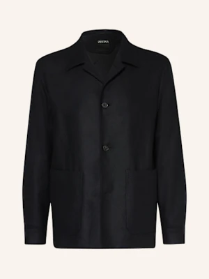 Zegna Marynarka Garniturowa Regular Fit Z Flaneli schwarz