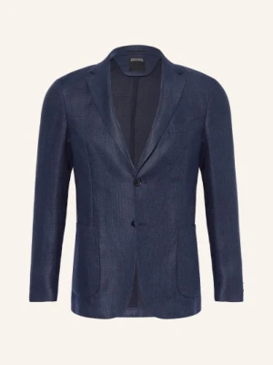 Zegna Marynarka Slim Fit Z Lnem blau