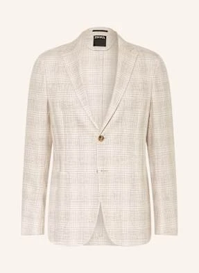 Zegna Marynarka Z Lnu Extra Slim Fit beige