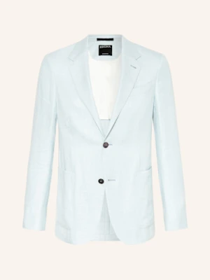 Zegna Marynarka Z Lnu Extra Slim Fit blau