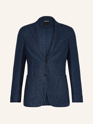 Zegna Marynarka Z Lnu Extra Slim Fit blau
