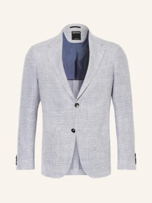 Zegna Marynarka Z Lnu Extra Slim Fit blau
