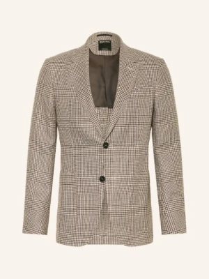 Zegna Marynarka Z Lnu O Kroju Extra Slim Fit braun