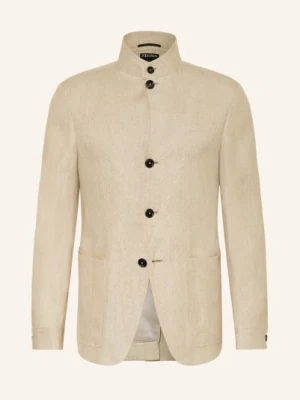 Zegna Marynarka Z Lnu O Kroju Slim Fit beige